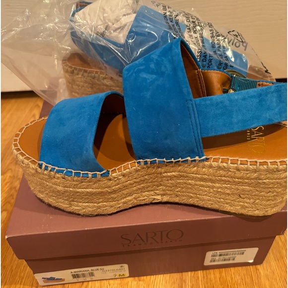SARTO MARIANA BLUE SUEDE BUCKLE ESPADRILLE NO OFFERS - Picture 10 of 10